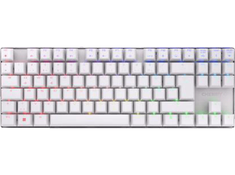 CHERRY MX 8.2 TKL RGB, Gaming Tastatur, Mechanisch, Cherry MX Brown, kabellos, Silber/Weiß