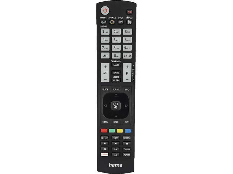 Hama 00221061 Universal-Fernbedienung für LG TVs, IR, lernfähig, leuchtende Tasten