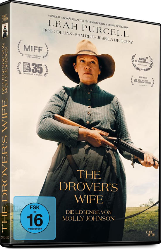 DVD-Hülle mit einer Frau mit Hut, die ein Gewehr hält.