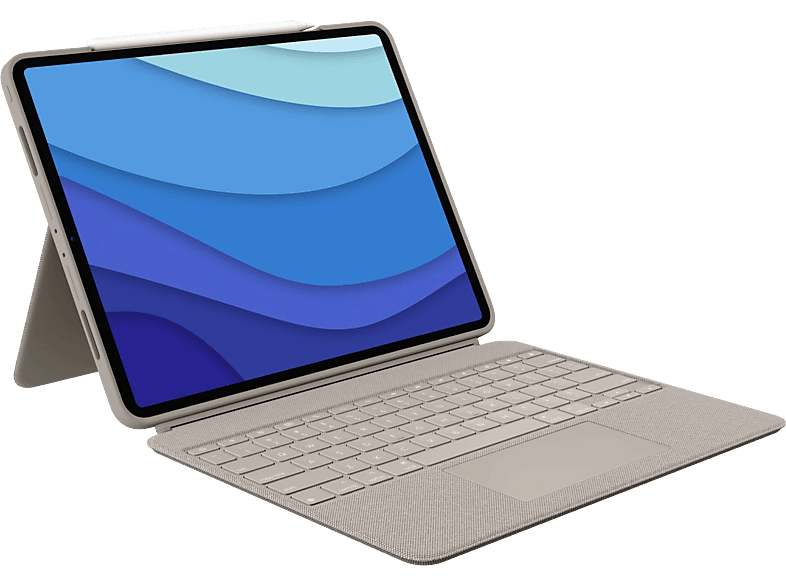 LOGITECH Combo Touch billentyűzetes tok 12.9"-os iPad Pro-hoz (Gen 5-6), US Angol, homokszínű (920-010258)