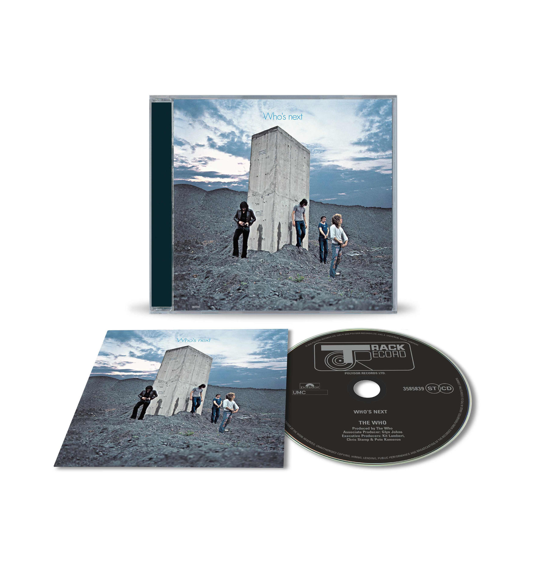 Ein CD-Case und eine Disc. Das Case zeigt eine Band vor einem Turm. Die Disc hat ein Logo.