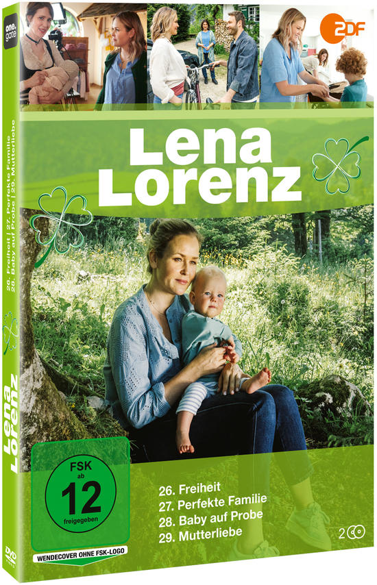 DVD-Hülle von Lena Lorenz. Eine Frau hält ein Baby auf grünem Feld.