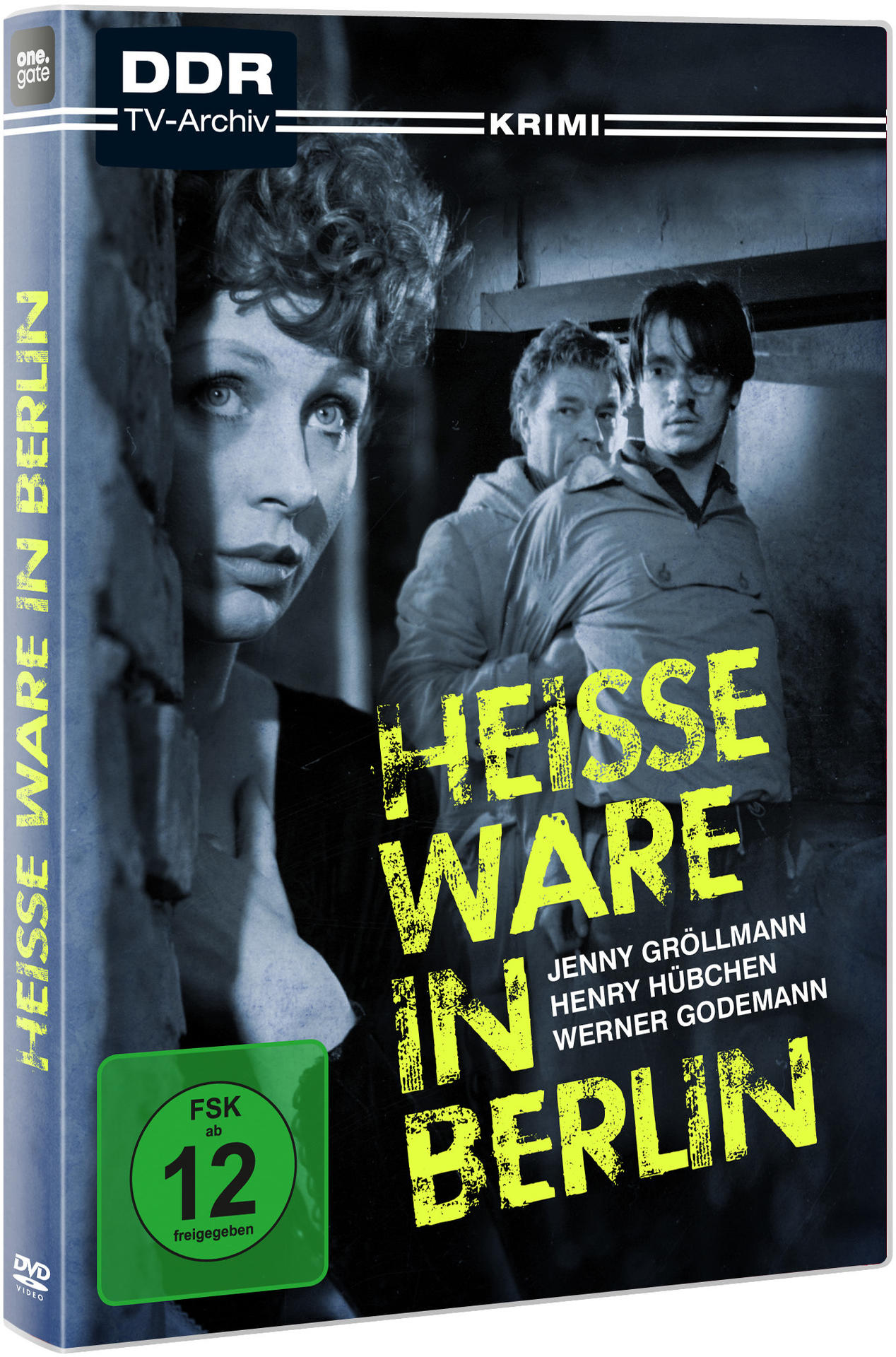 DVD-Hülle eines Schwarz-Weiß-Films, mit einer Frau, die herauslugt. Titel: Heisse Ware in Berlin.