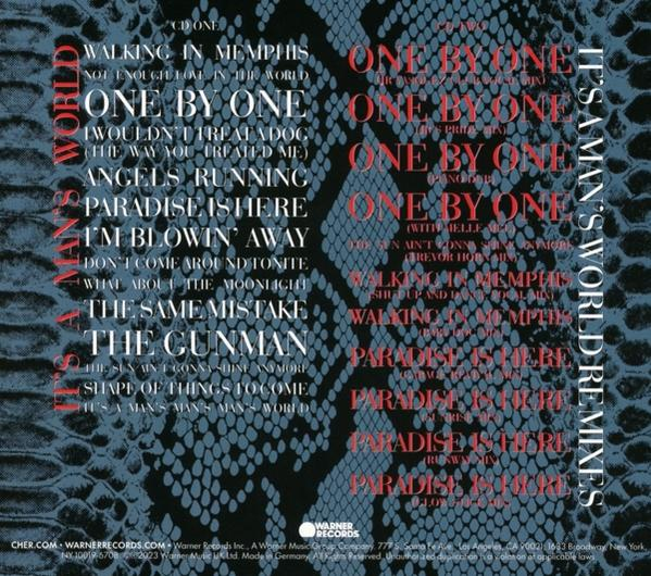 Album-Cover mit Schlangenhaut-Textur und Songtitellisten in Weiß und Rot.