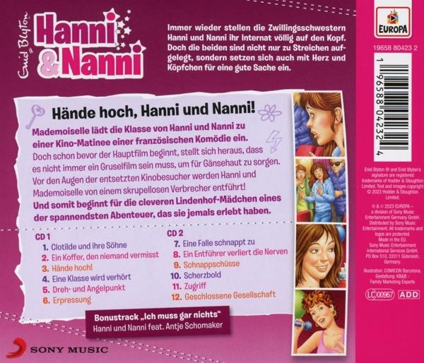Rückseite einer DVD-Hülle für Hanni & Nanni mit Illustrationen von Mädchen.