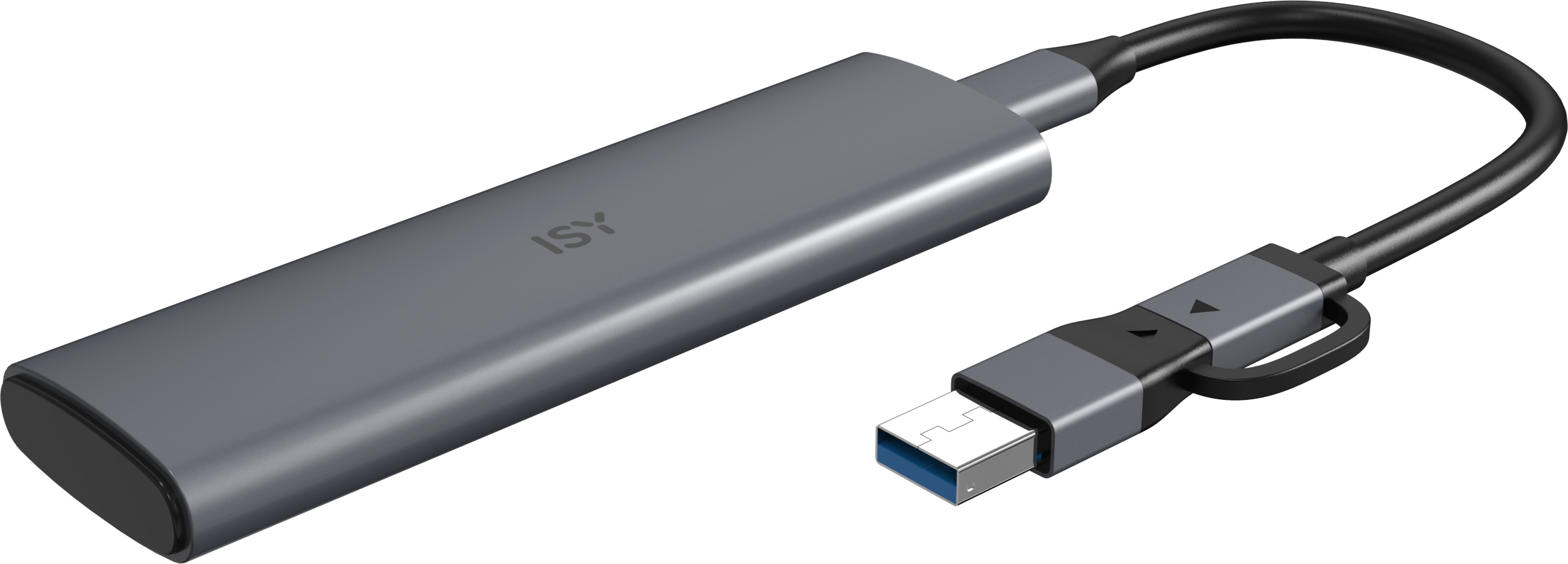 Graues ISY USB-C-zu-USB-A-Adapterkabel.