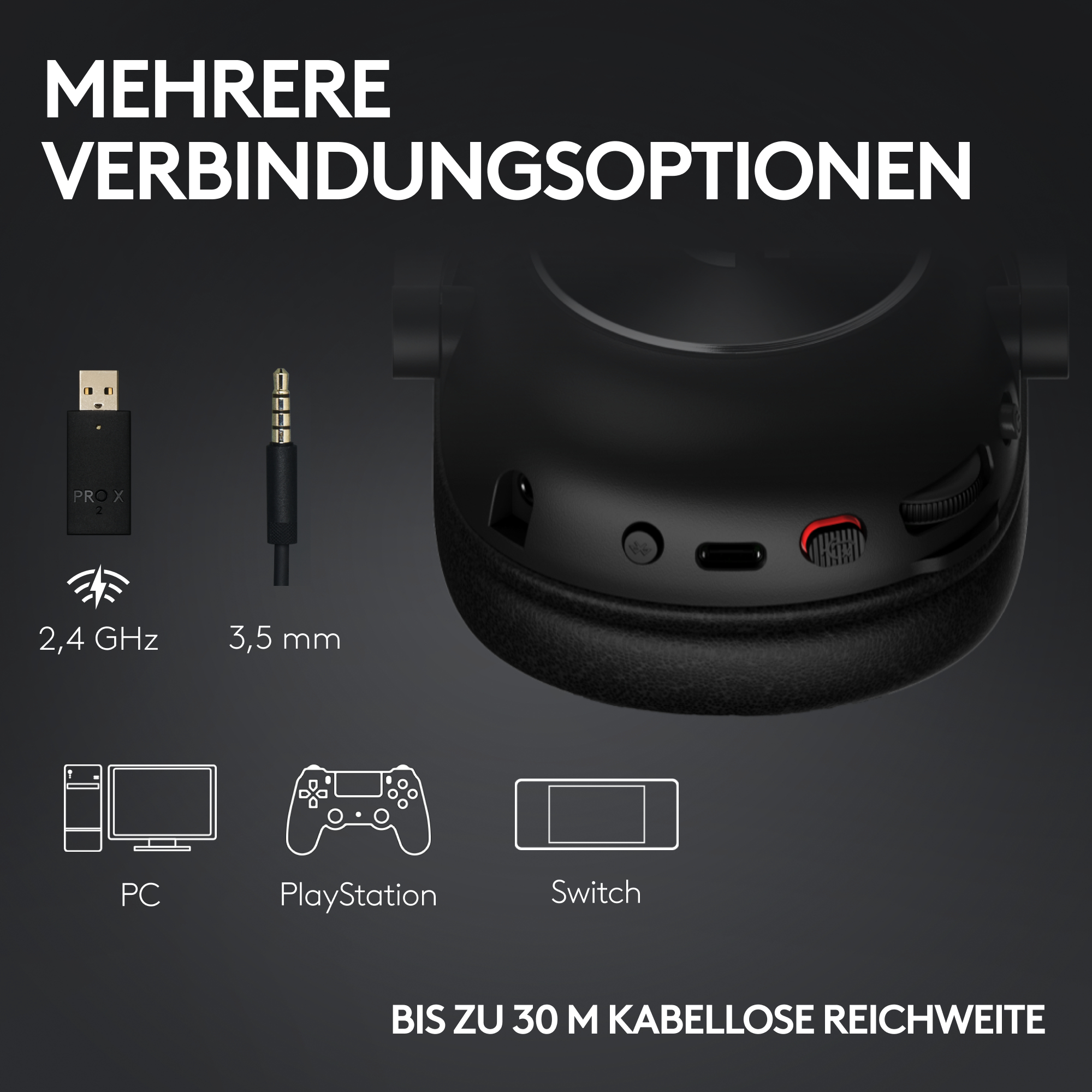 X G PRO Headset Wireless, LIGHTSPEED Over-ear Bluetooth Gaming Weiß LOGITECH 2
