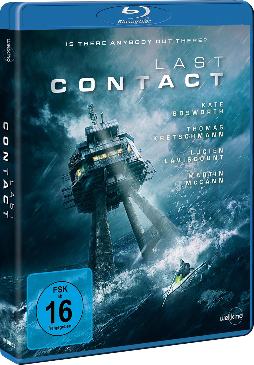 Blu-ray-Disc-Hülle für den Film 'Contact', mit dunkler, stürmischer Szene und Schauspielernamen.