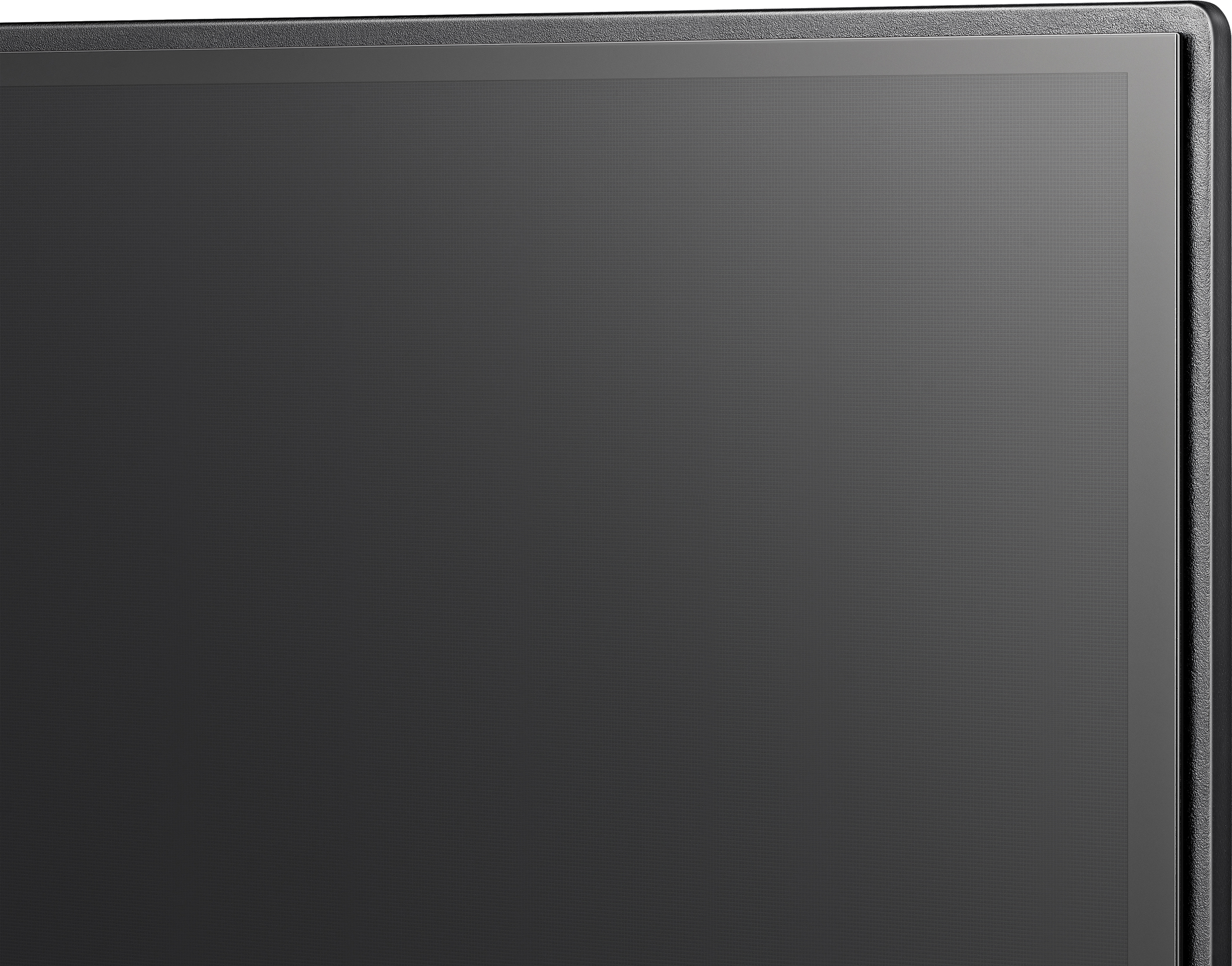 Nahaufnahme eines leeren, dunklen Bildschirms auf einem Monitor.
