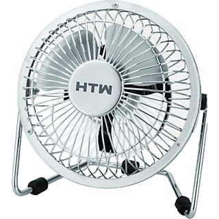 Mini ventilador - HTW TAF0404BN, USB, 3W, 1 velocidad, 4 aspas, 10 cm Diámetro, Plata