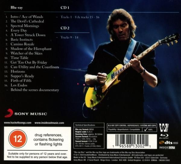 Rückseite einer CD mit einem Mann, der eine Gitarre hält. Sie enthält Songtitel und den Text 'SONY MUSIC'.