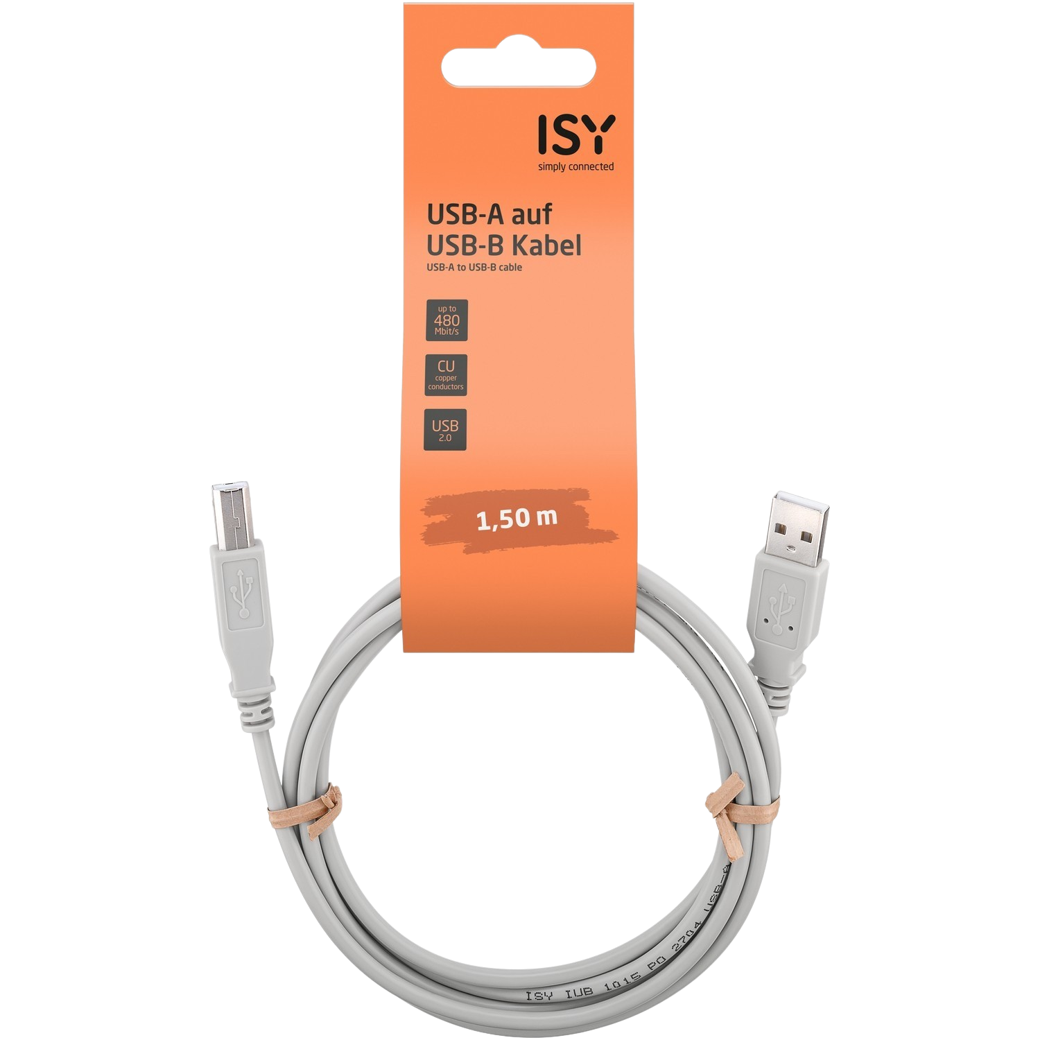 ISY Iub 1015 Usb-a-naar-usb-b-kabel 15 Meter Grijs