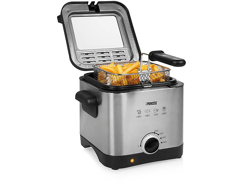 Princess 01.162655.01.001 Mini-Fritteuse (1,5 l, 1000 Watt, Silber)
