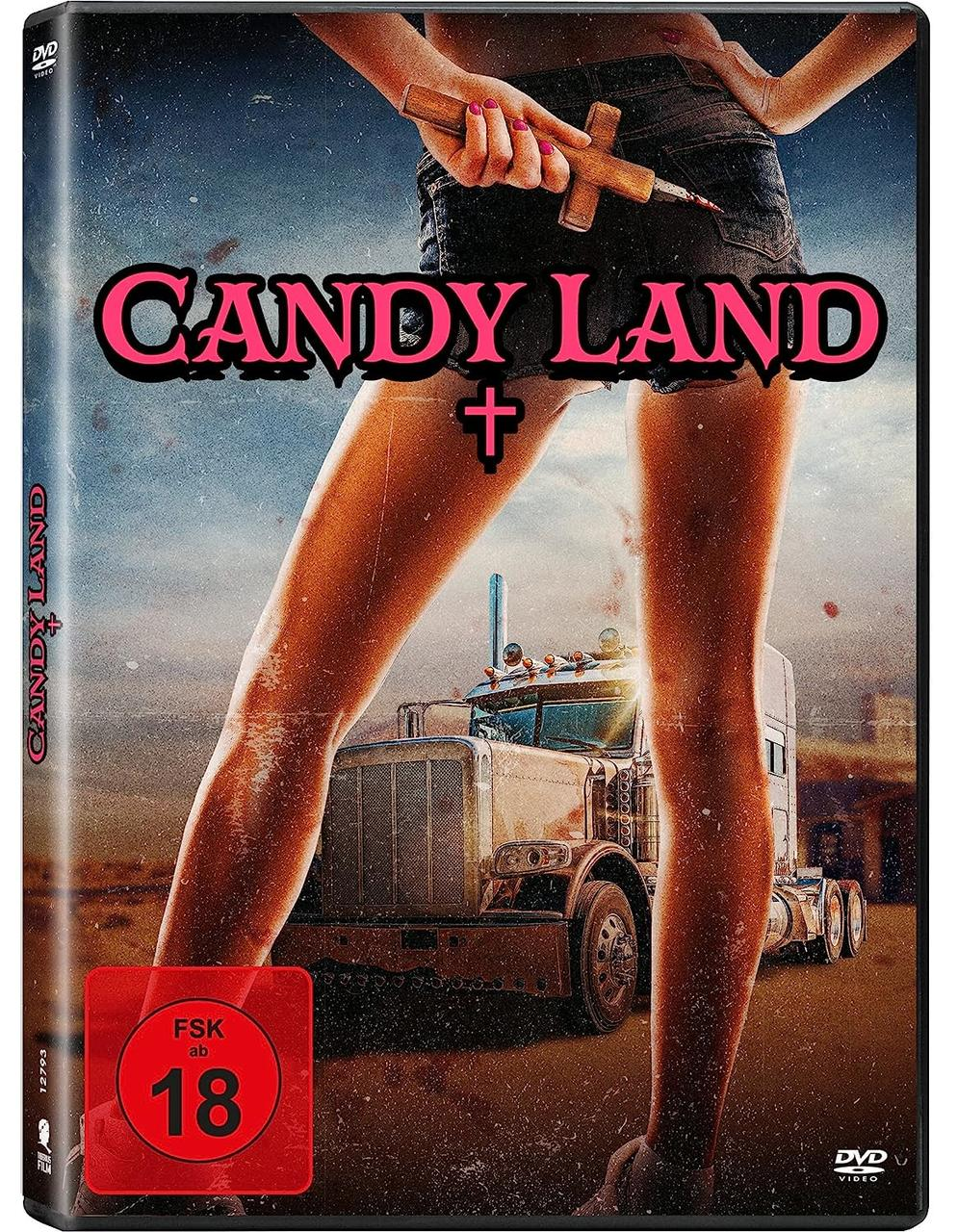 DVD-Cover für "Candy Land" mit einer Frau und einem Truck.