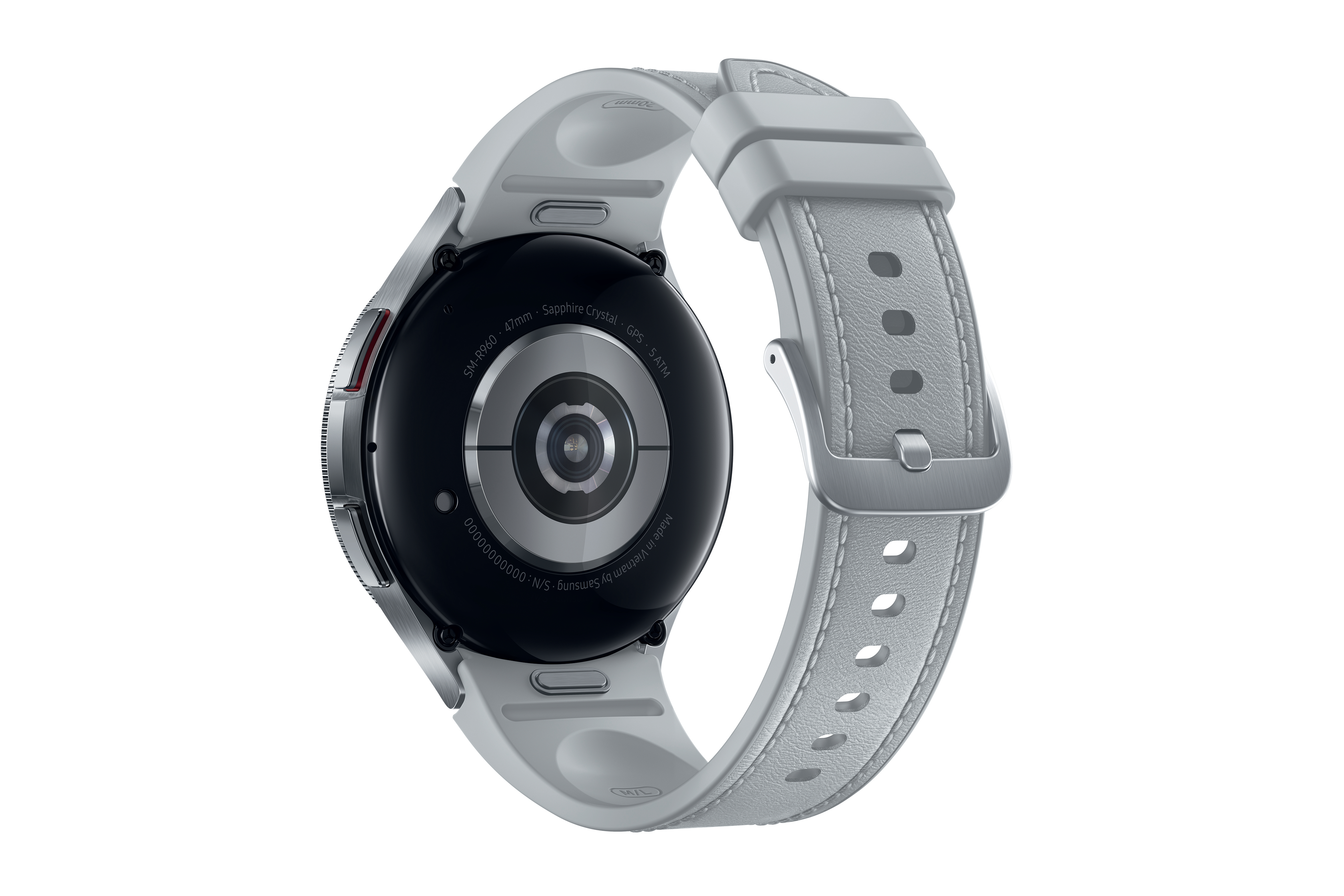 SAMSUNG Galaxy Watch6 Classic 47 mm Silver Kunstleder, Smartwatch M/L