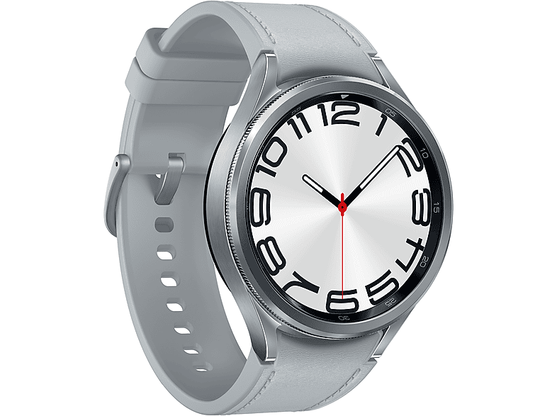 SAMSUNG Galaxy Watch6 Classic 47 mm Smartwatch Kunstleder, M/L, Silver