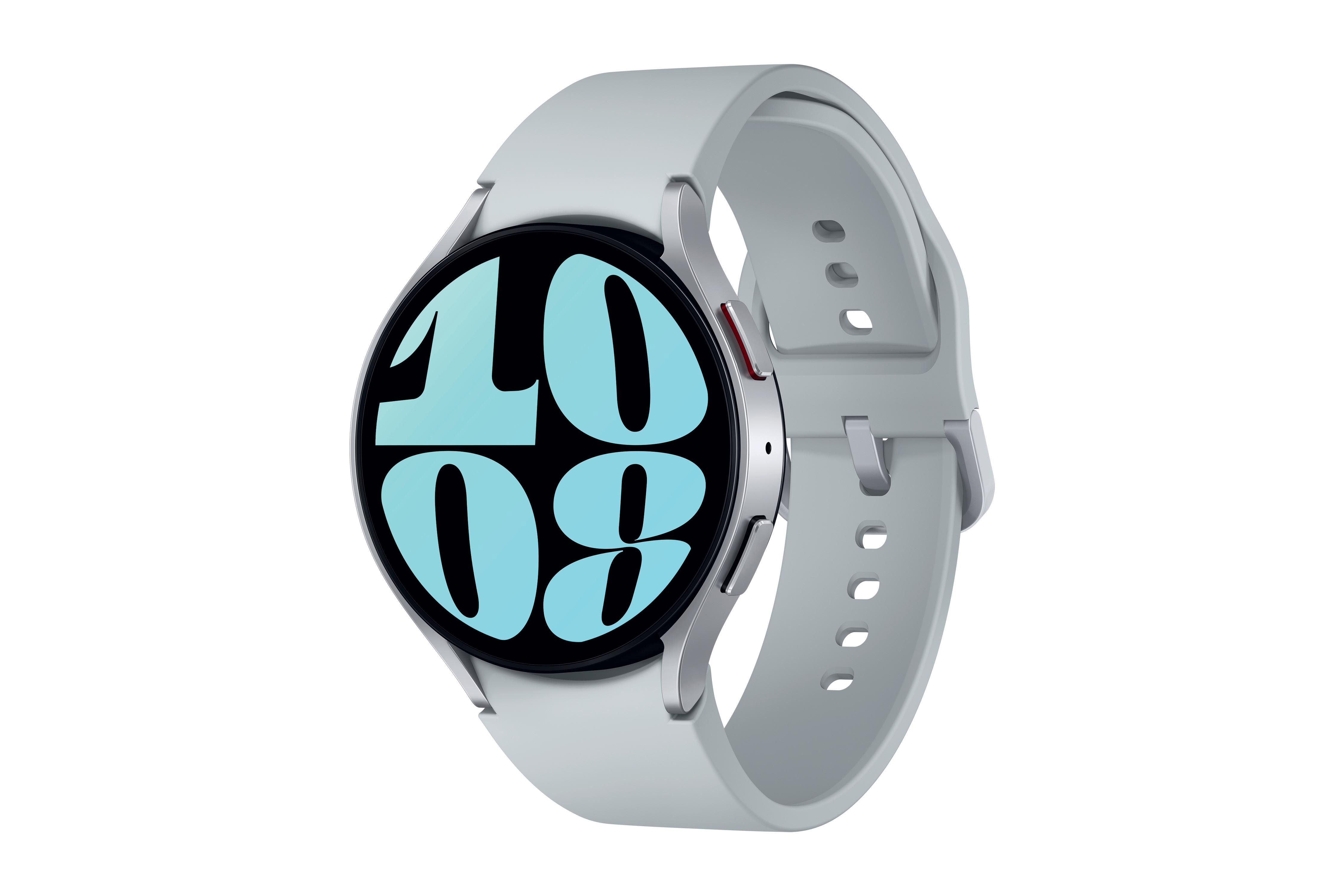 SAMSUNG Galaxy Watch6 mm 44 Fluorkautschuk, Silver Smartwatch M/L