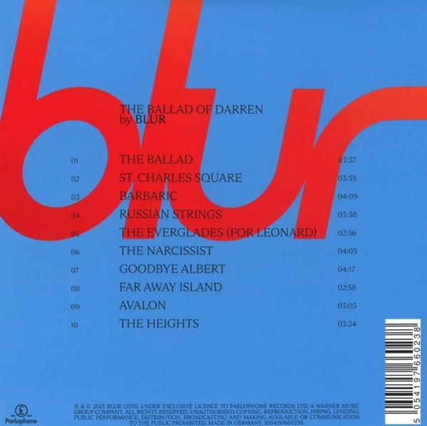 Blur album borítója egy nagy kék 'blur' logóval. Van rajta tracklista és részletek.
