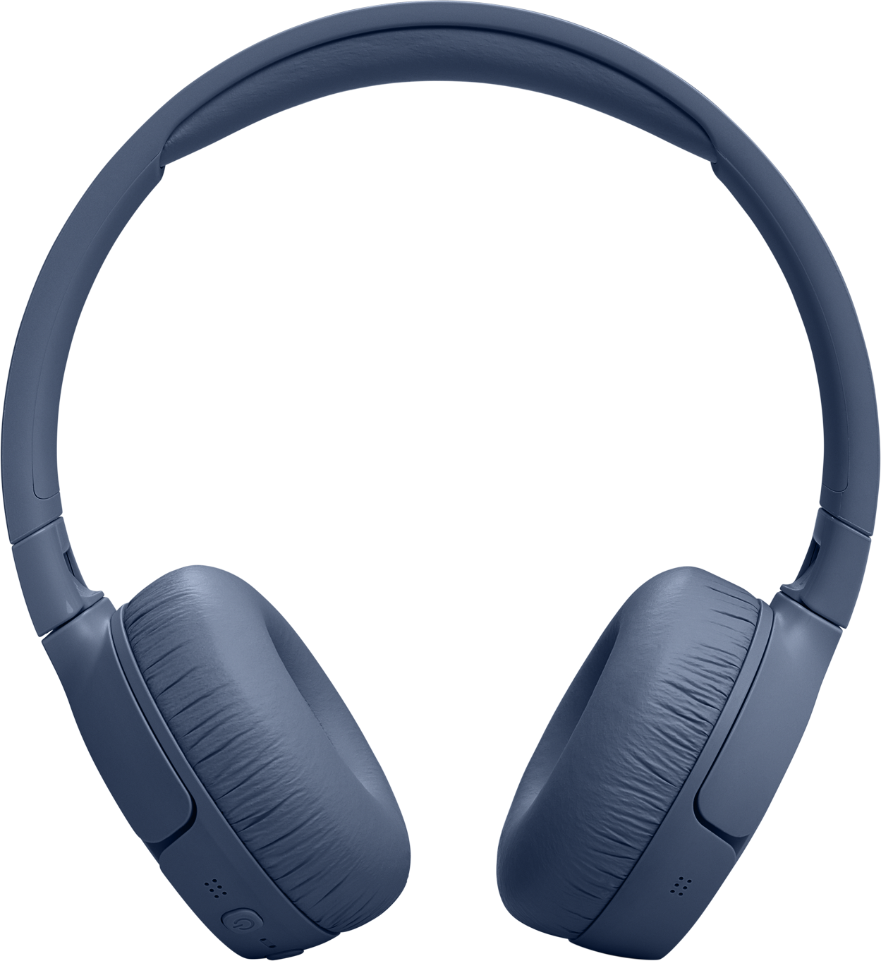 Casque bleu face à l'avant sur fond blanc.