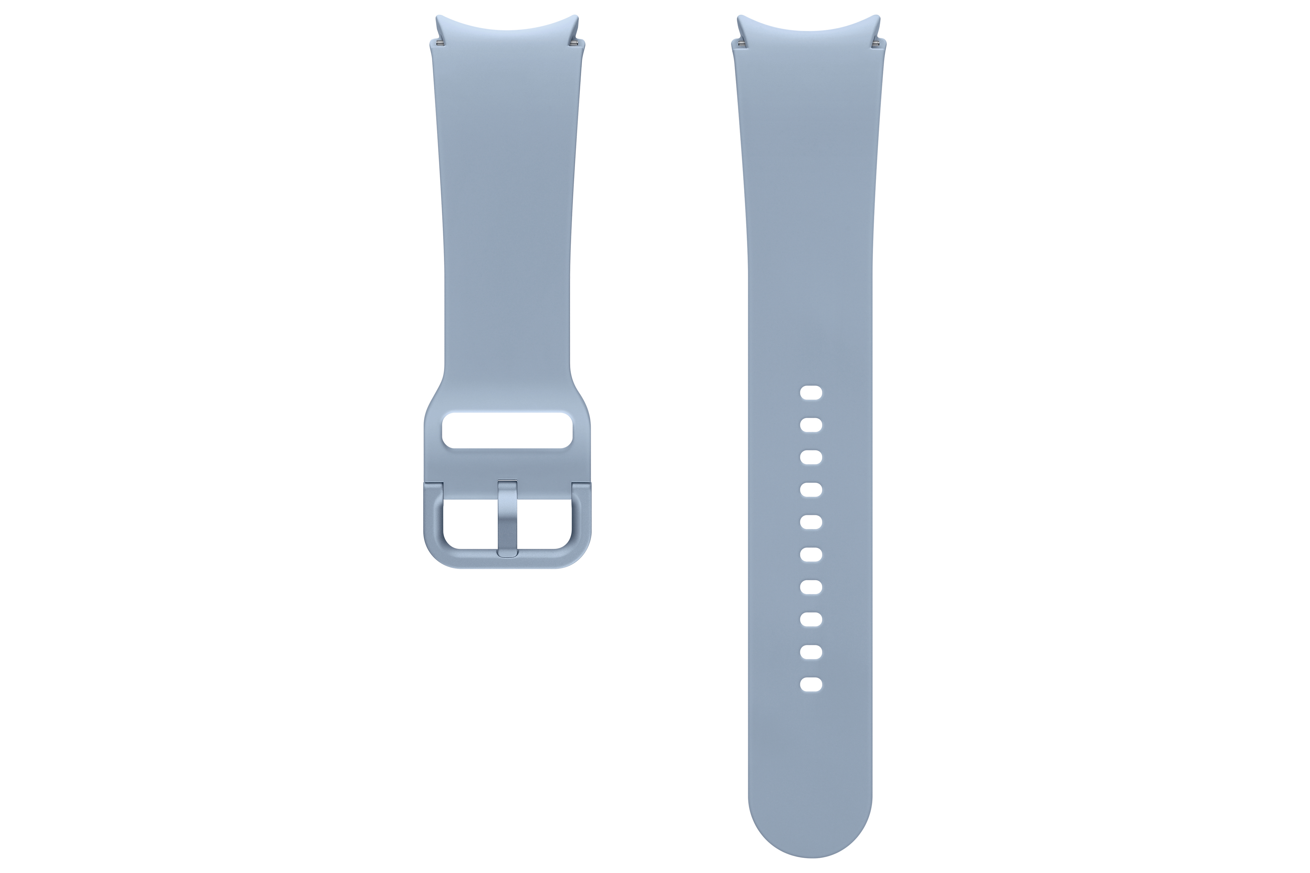 Hellblaue Uhrenarmbänder. Eines mit Schnalle, eines mit Löchern.