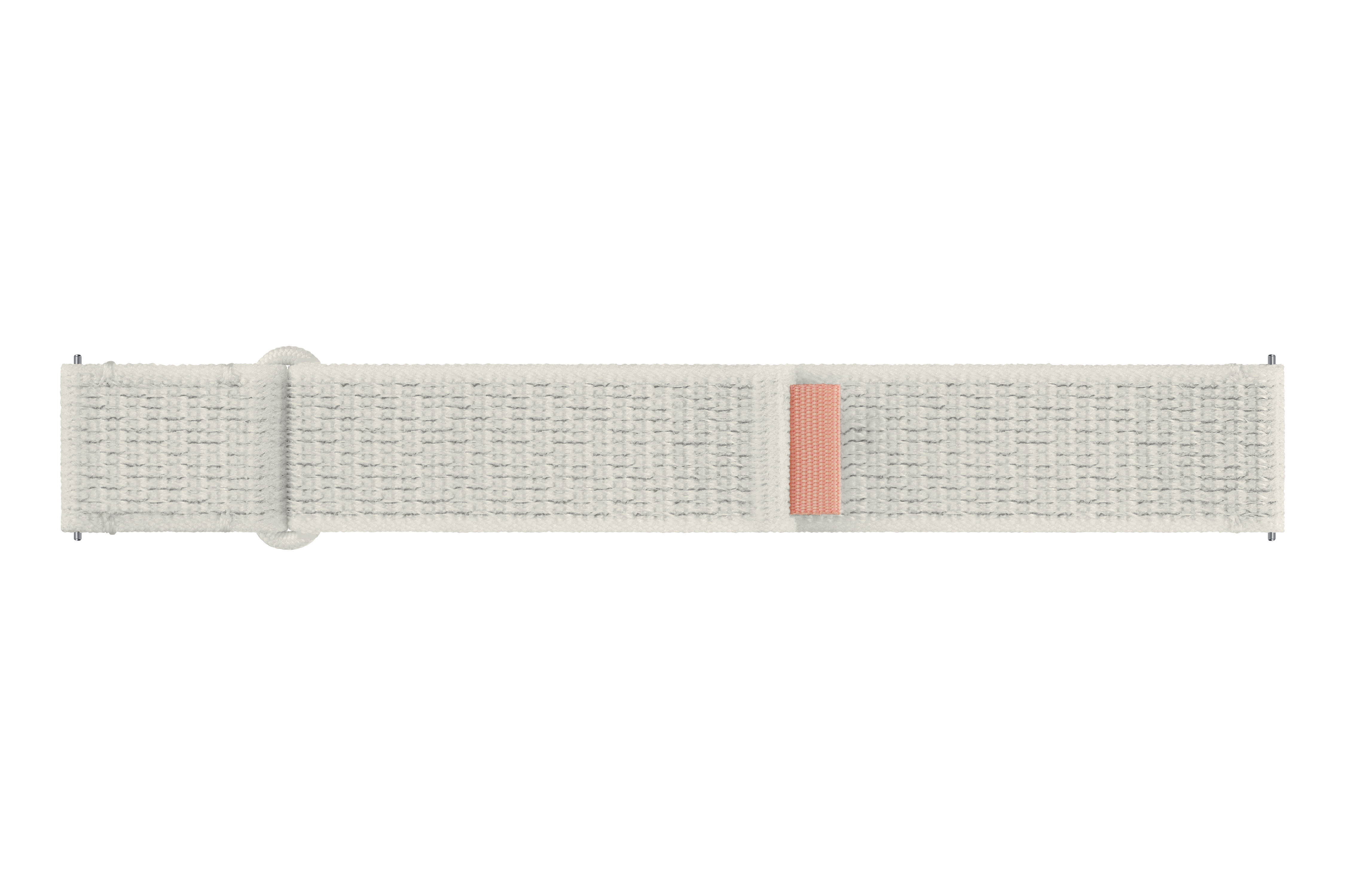 Ein cremefarbenes und rosa Uhrenarmband.