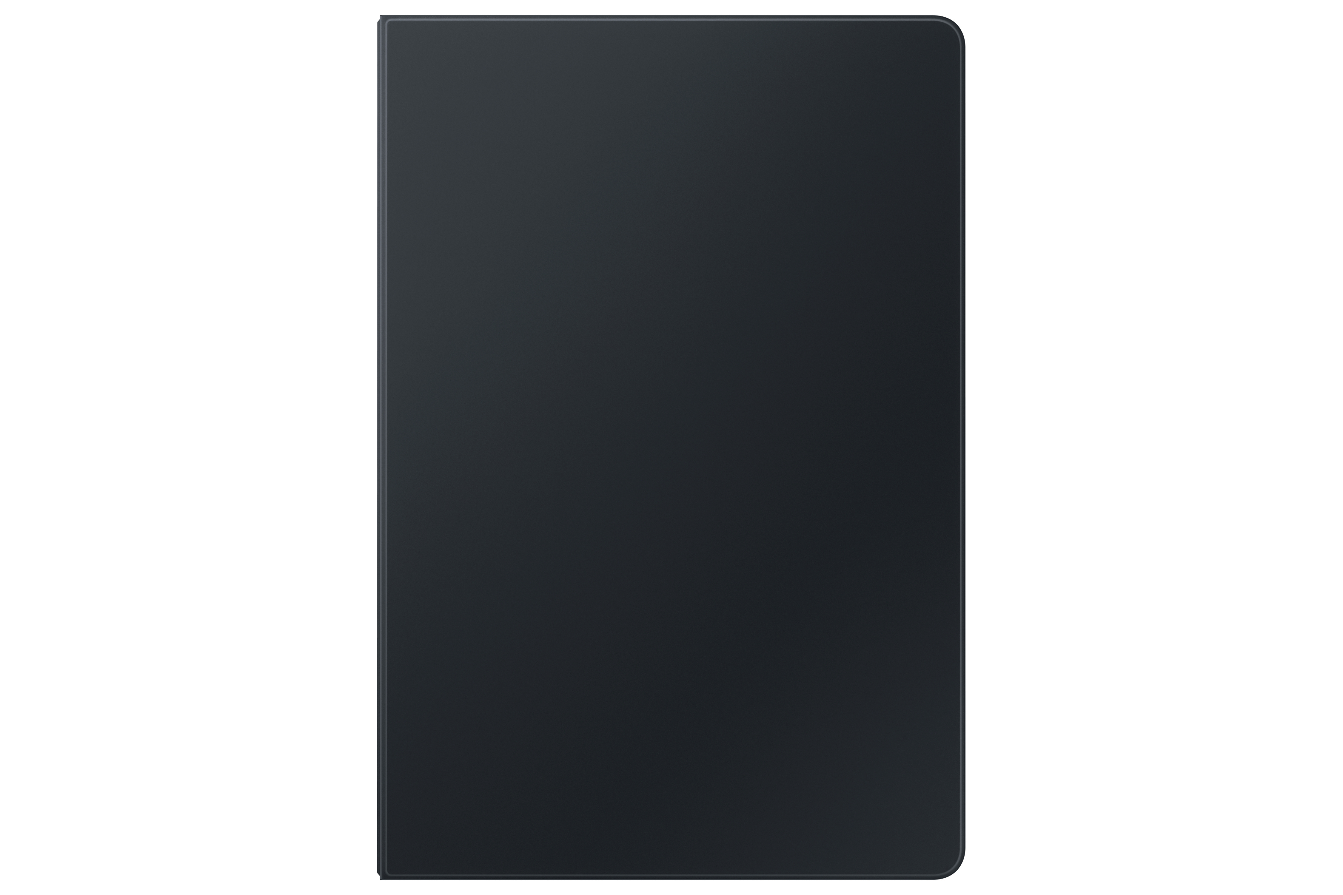 Schwarze Tablethülle, rechteckige Form, auf weißem Hintergrund.
