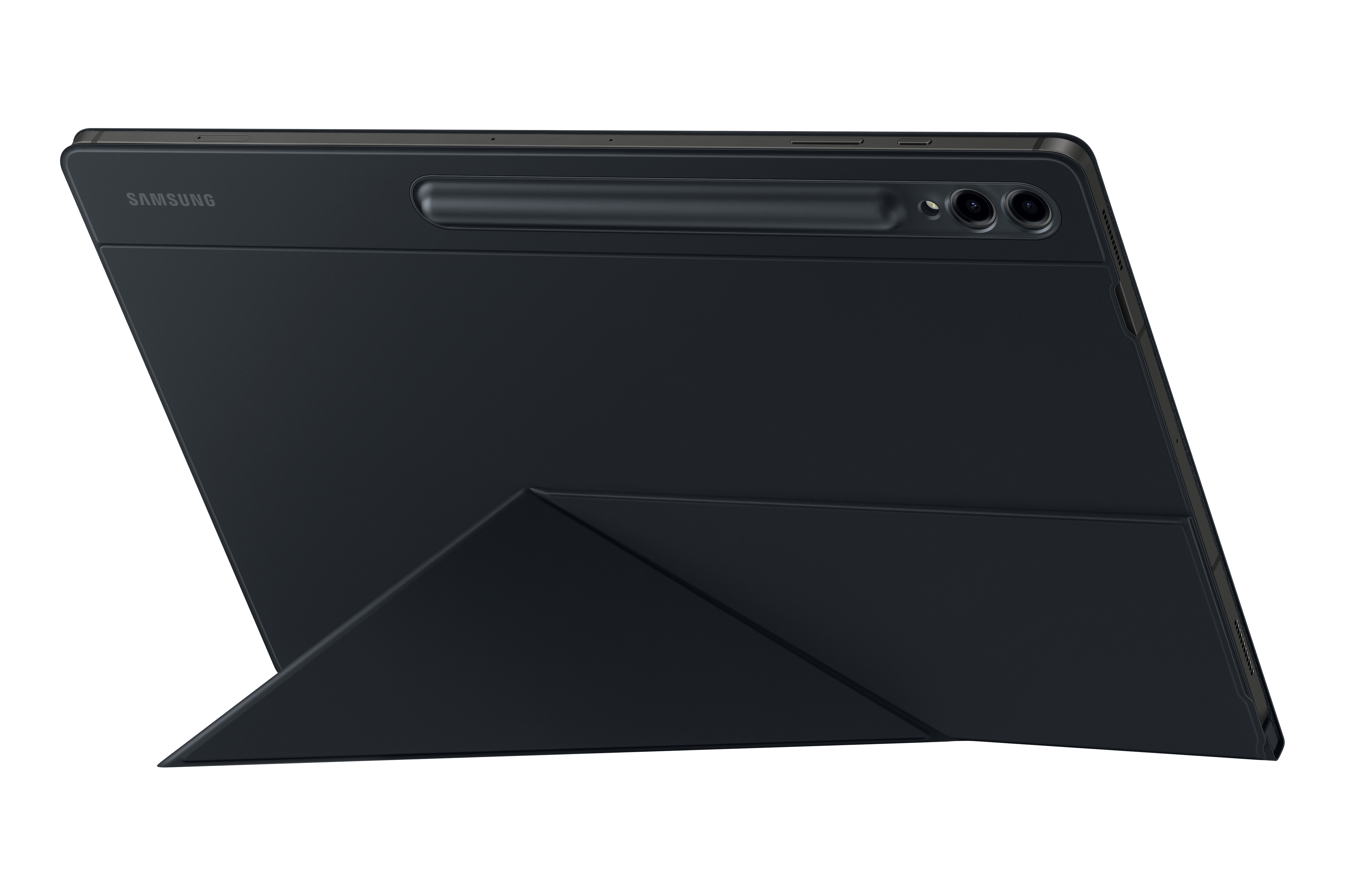 Ein schwarzes Tablet mit Tastaturhülle.