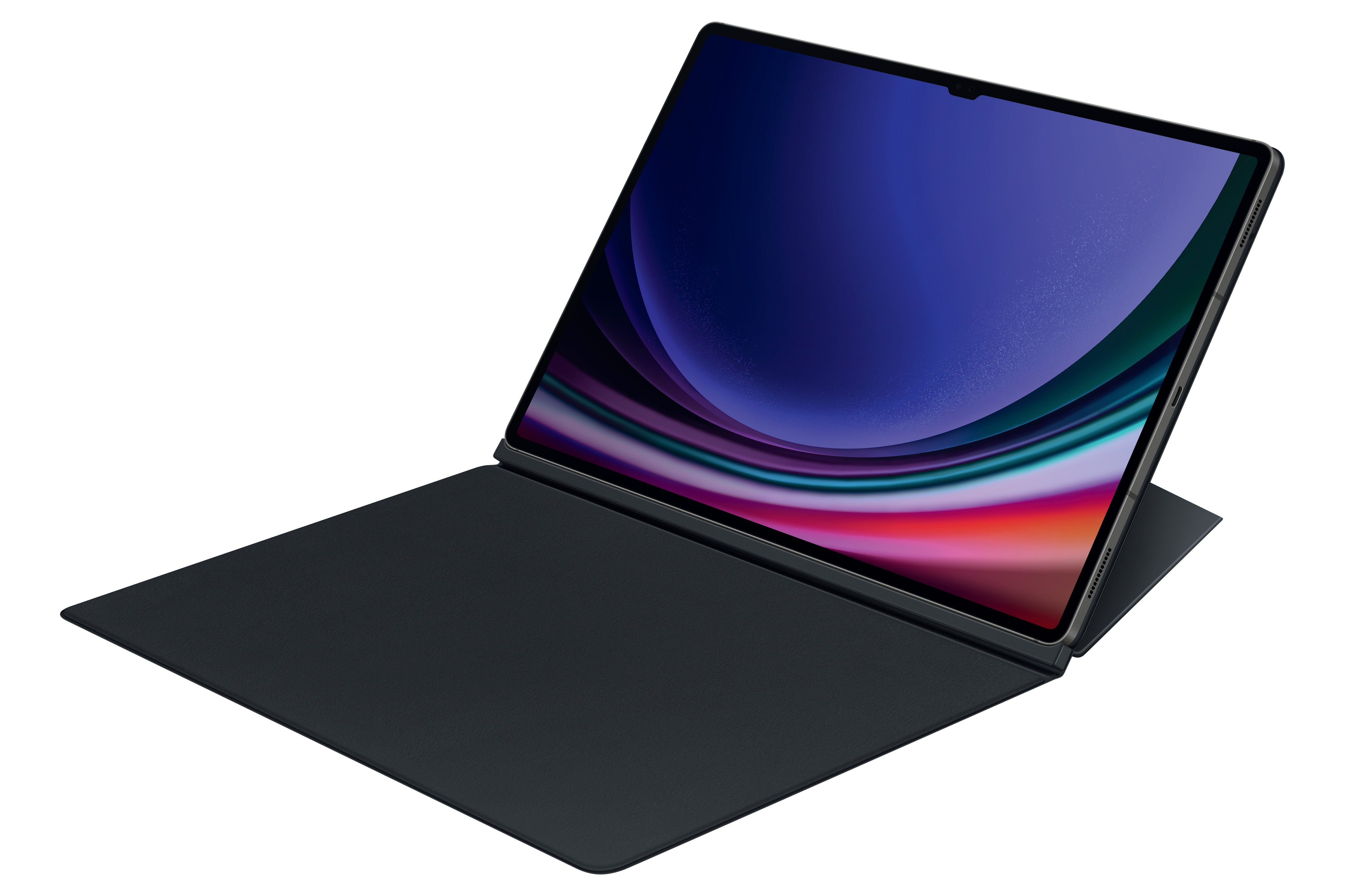 Tablet mit Stift. Der Bildschirm zeigt einen rot-orangenen Farbverlauf.