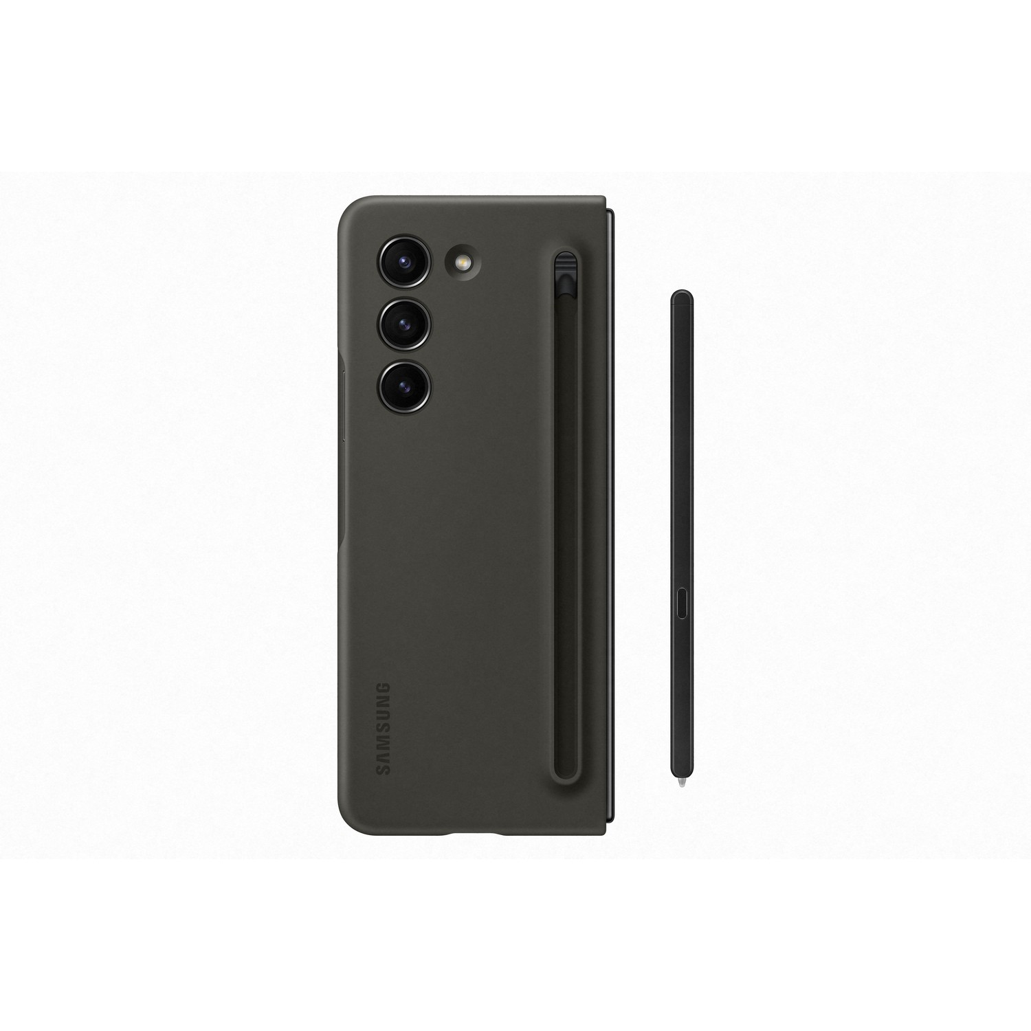Een zwarte telefoonhoes met een pen.