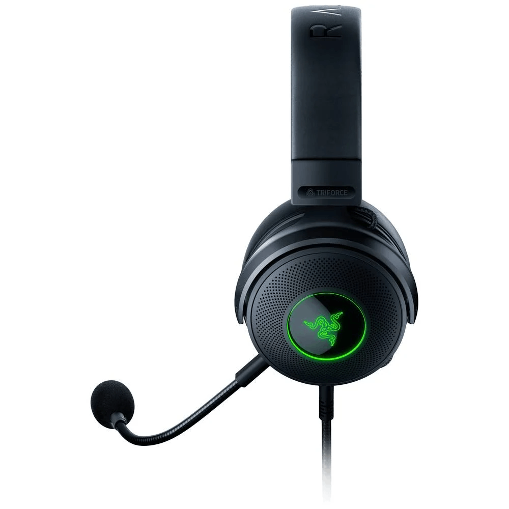 Auriculares para juegos negros con micrófono.