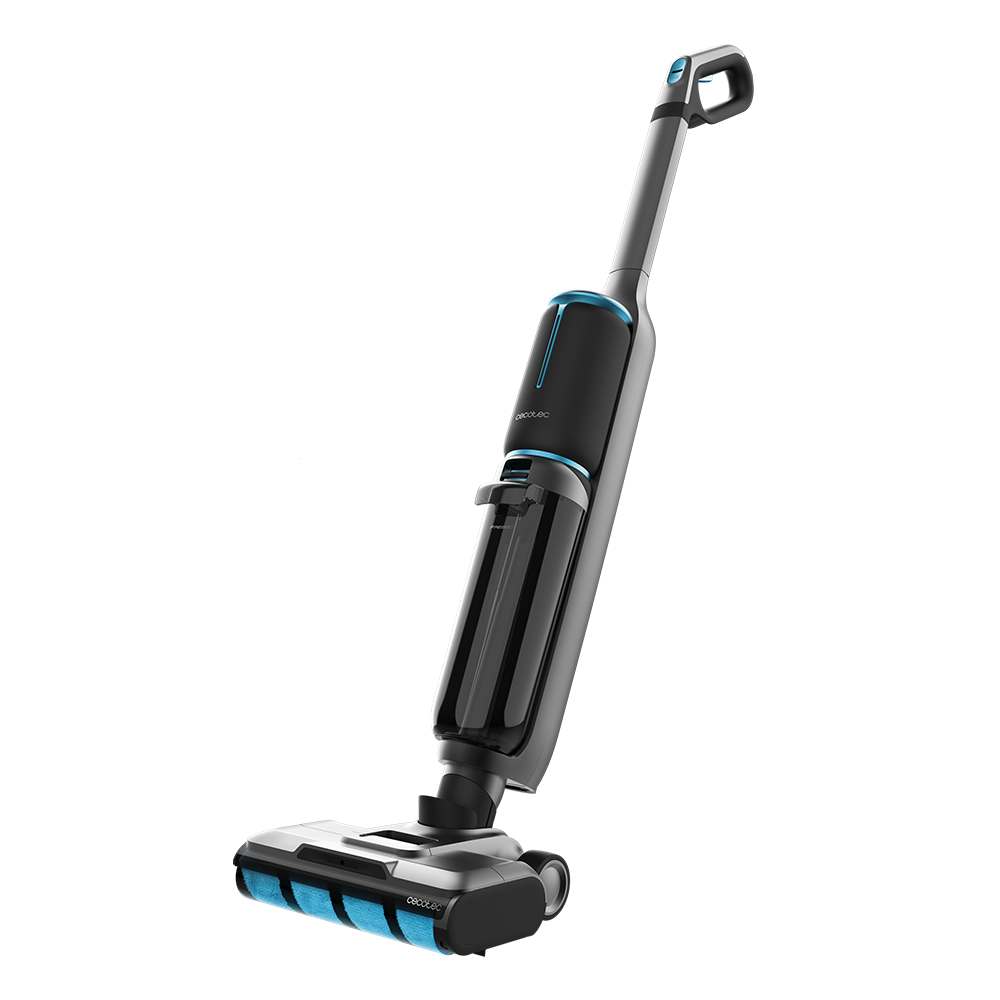 Un cabezal de cepillo de dientes azul con cerdas suaves y multicolores.