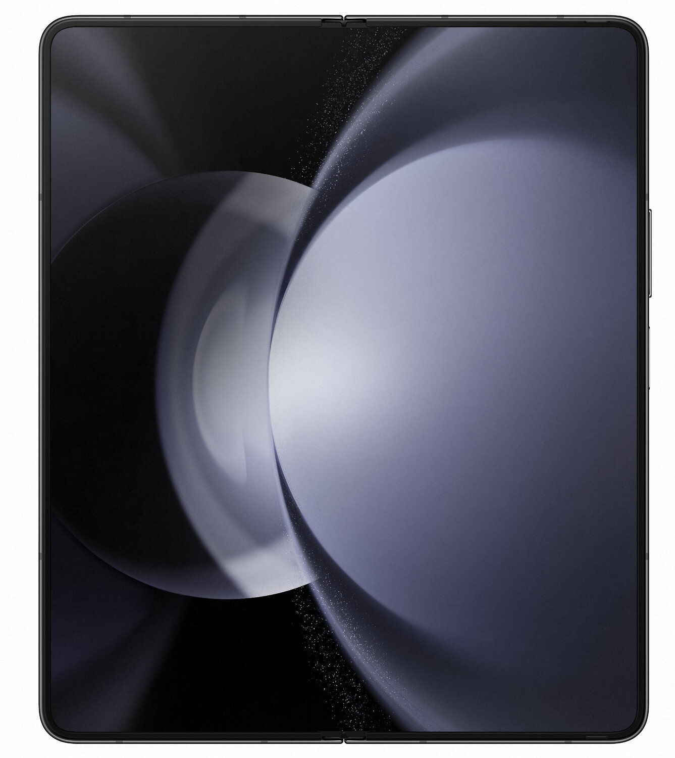 Złożony smartfon z ciemnym ekranem w czarnym etui.