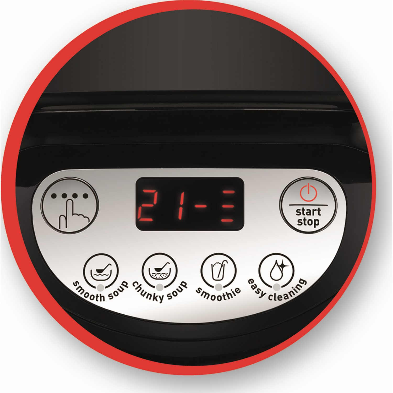 Close up of a blender control panel. Digital display.