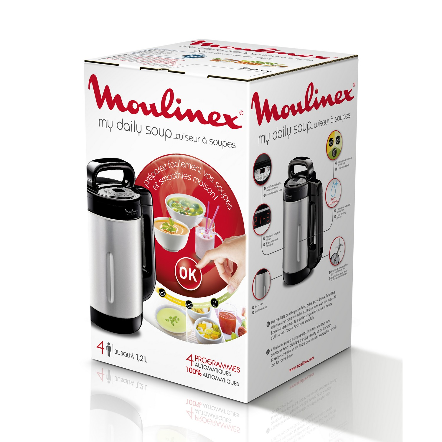 Soup maker box with an image of the product and soup.