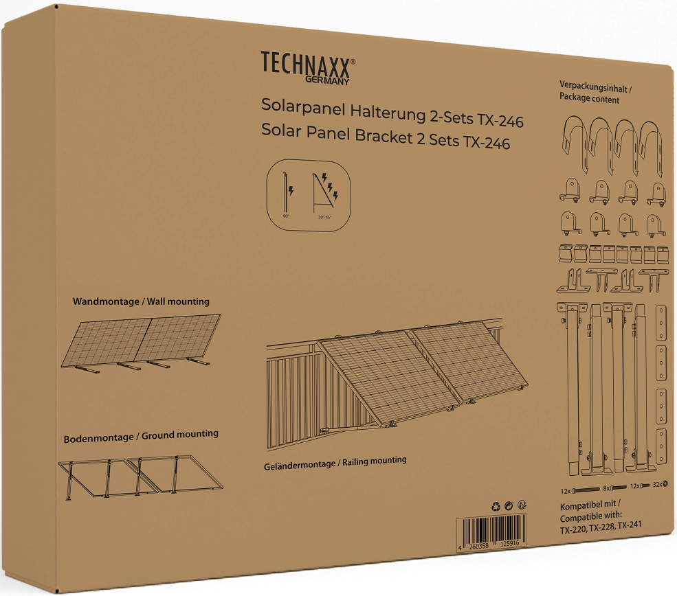 TECHNAXX TX-246 - Solarpanel Halterung 2-Sets (Weiss)