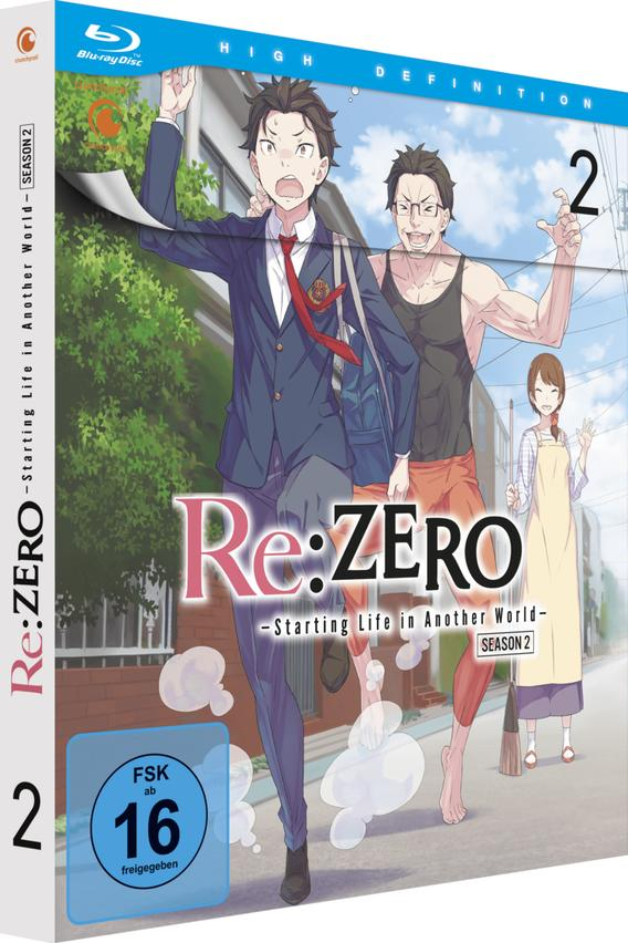Re:Zero Staffel 2 Blu-ray-Box-Art mit Anime-Charakteren.