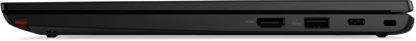 Schwarze Laptopseite mit Anschlüssen. Mit HDMI, USB und anderen Anschlüssen.