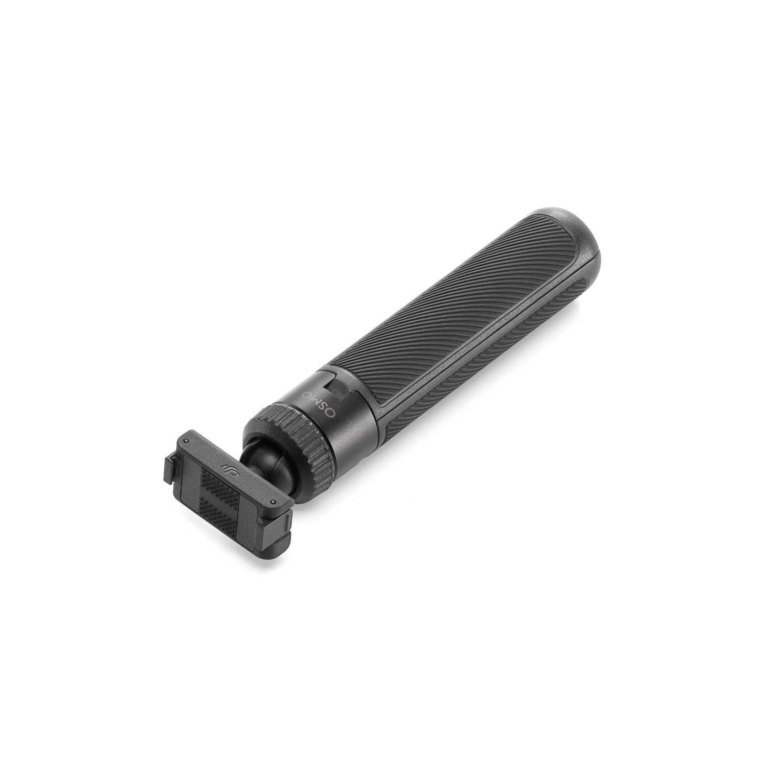 Black Osmo handheld stabilizer with a small camera mount. White background.