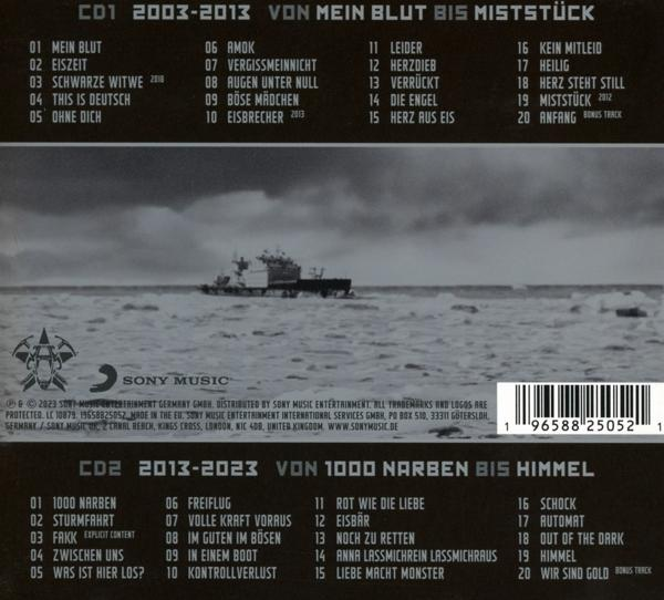 CD-Rückseite mit Trackliste, Bandlogo und Informationen zur Musik.