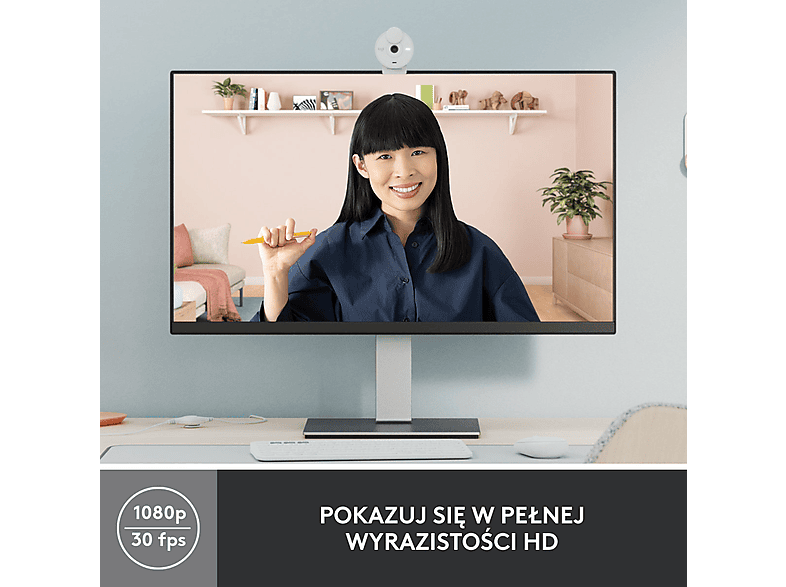 Kamera internetowa LOGITECH Brio 300 USB-C - 1080p Biały – zdjęcie 3