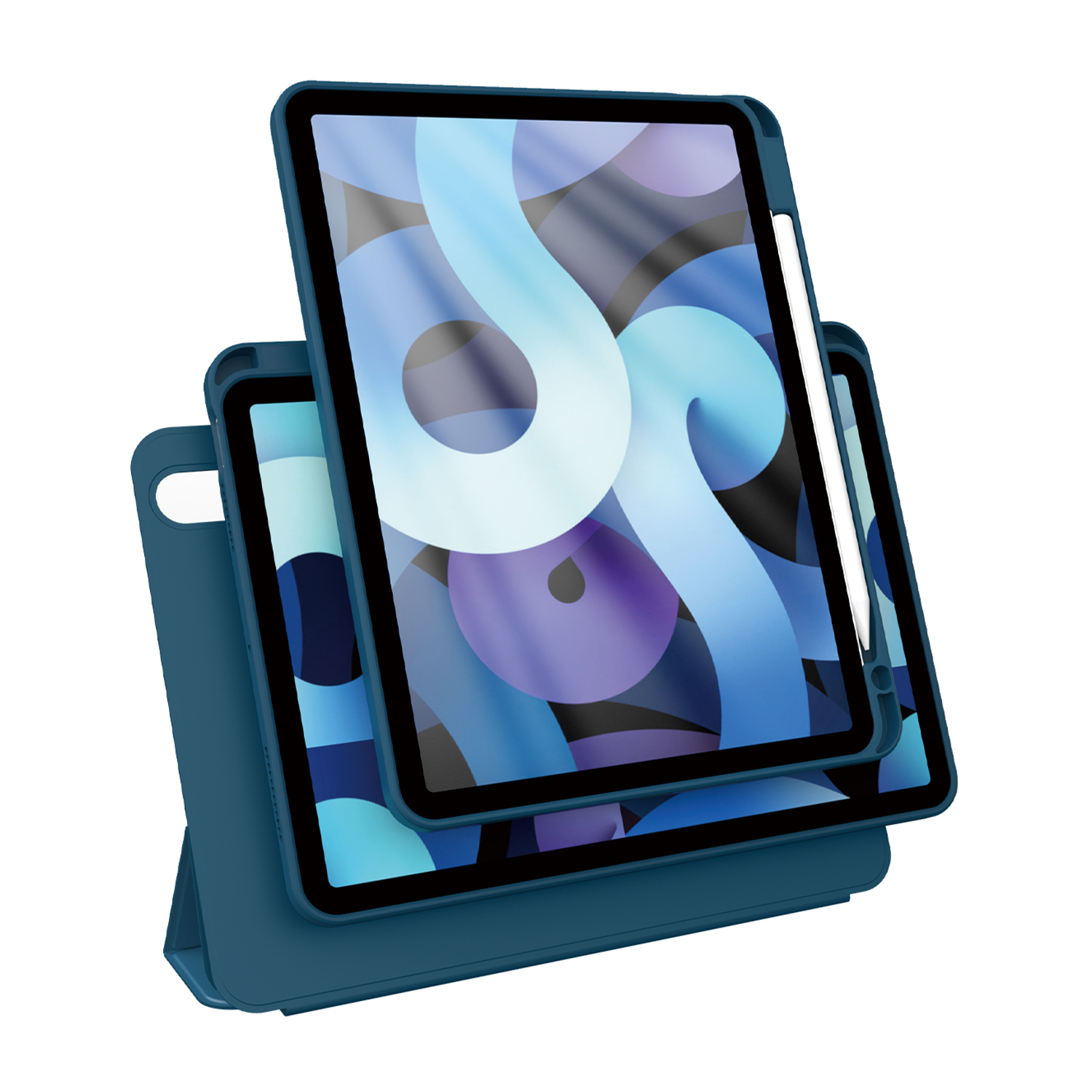 Cover Glandotu Per Huawei MatePad T10 / T10s – Custodia In Pelle PU Sottile Con Supporto E Penna Inclusa (Blu) - 2
