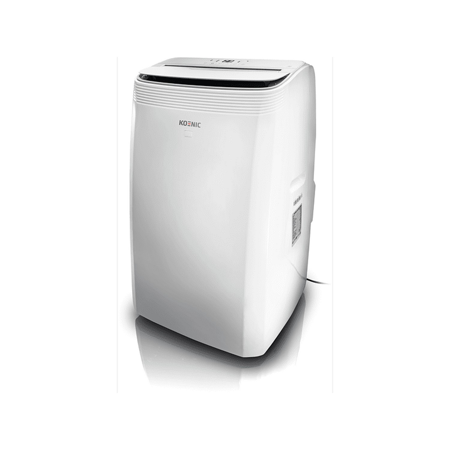 A white, rectangular portable air conditioner dehumidifier with vents and logo.