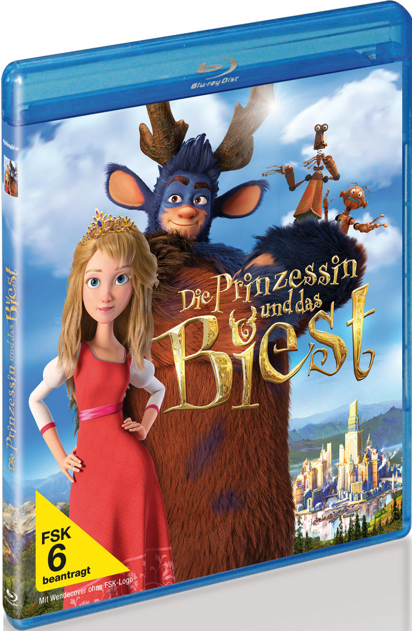 Blu-ray-Box mit Cartoon-Prinzessin und einem Biest auf grünem Hintergrund.