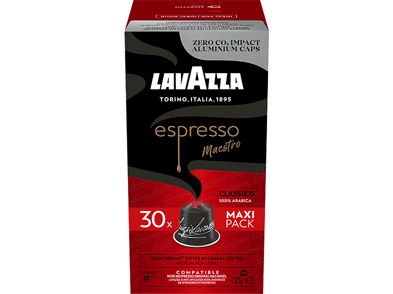 Cápsulas monodosis - Lavazza Espresso Clásico, 30 unidades, Compatibles con máquinas Nespresso, 171 g