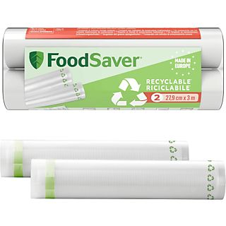 Bolsas de envasado - Foodsaver FSRE2802X , Plástico reciclable, 2 rollos, Transparente