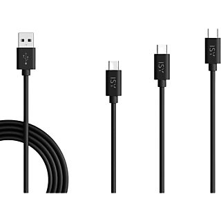 ISY Câble USB-A - USB-C Noir - 3 pièces (IZB-543)