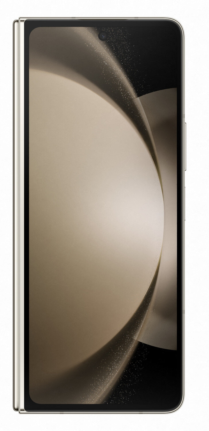Złożony smartfon z ekranem wyświetlającym jasny i ciemny wzór.