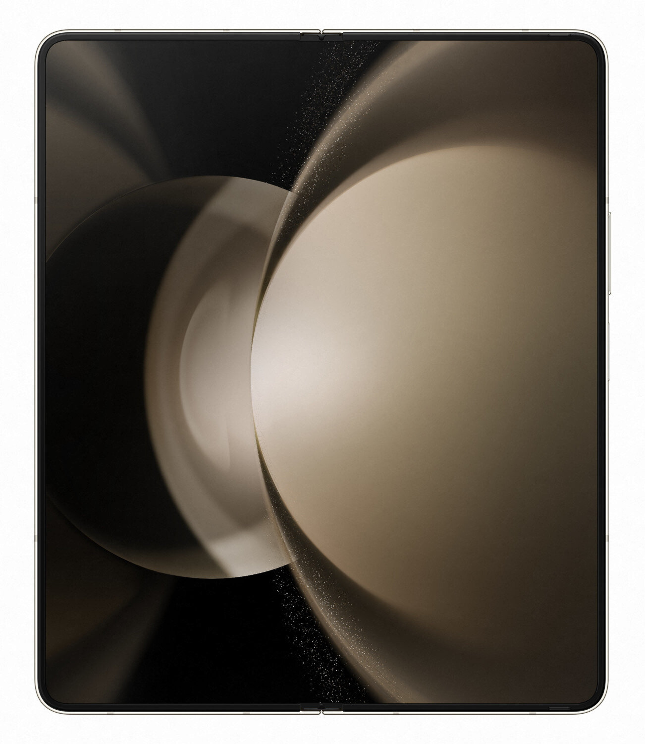 Złożony tablet pokazujący abstrakcyjny wzór. Złożony tablet jest czarny ze srebrną ramką.