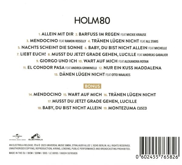 Albumcover mit Titelliste, mit Songtiteln und Künstlernamen, mit Barcode unten.