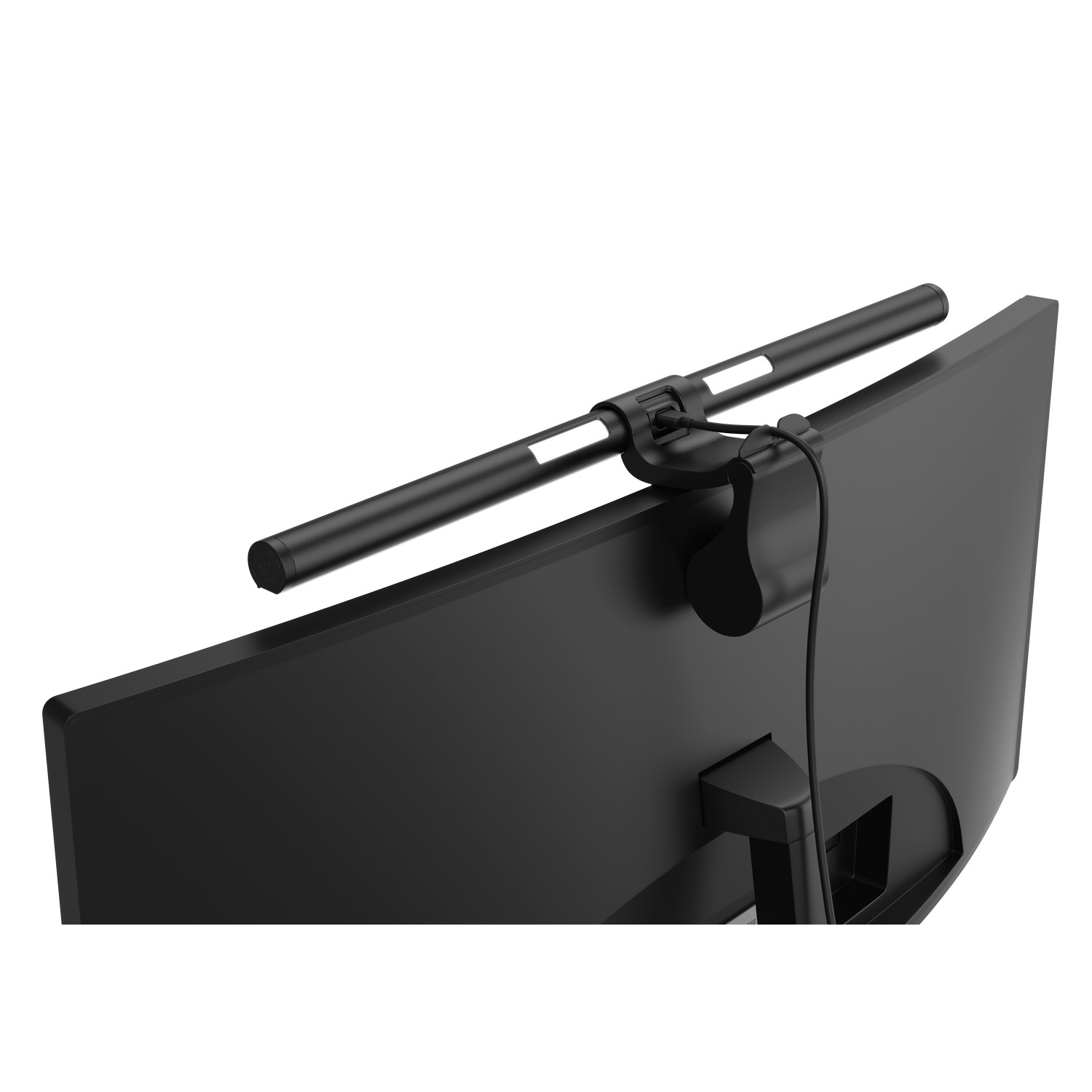 A black monitor light bar mounted on top of a monitor.
